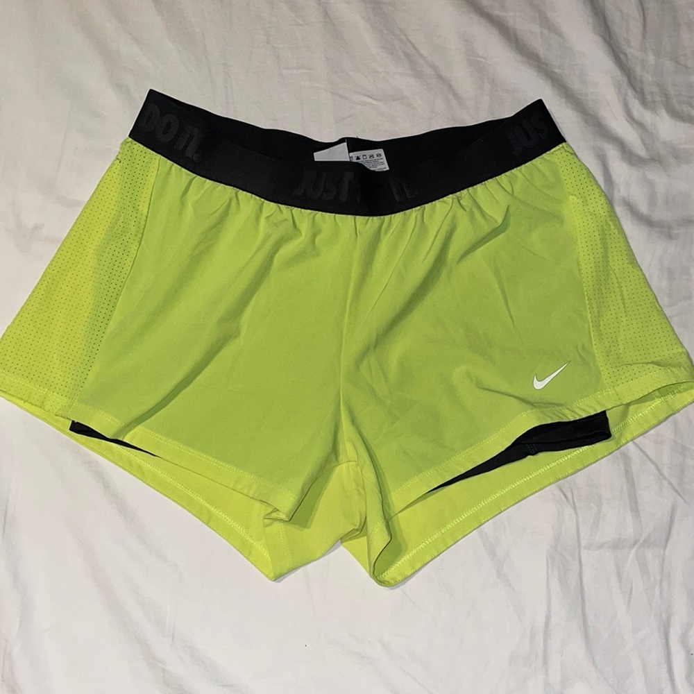 Neon Yellow Nike Shorts Size Large with Built in Spandex